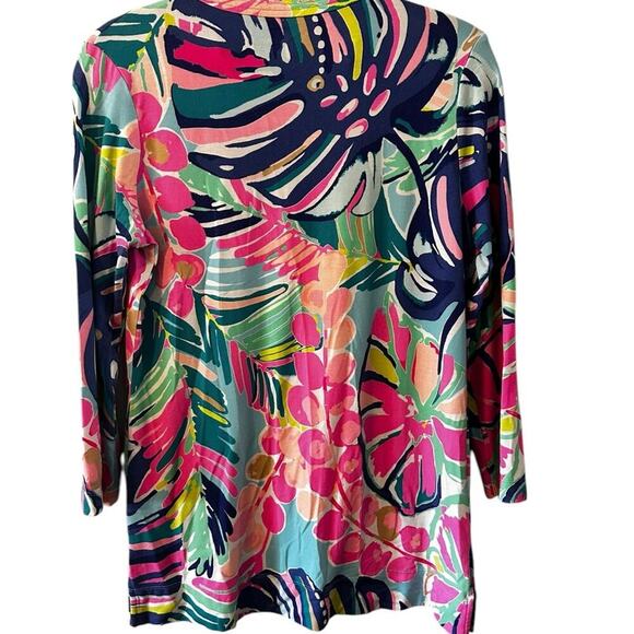 Lilly Pulitzer Vero Multi Exotic Garden Tunic Size Small V Neck 3/4 Sleeve - Picture 2 of 4